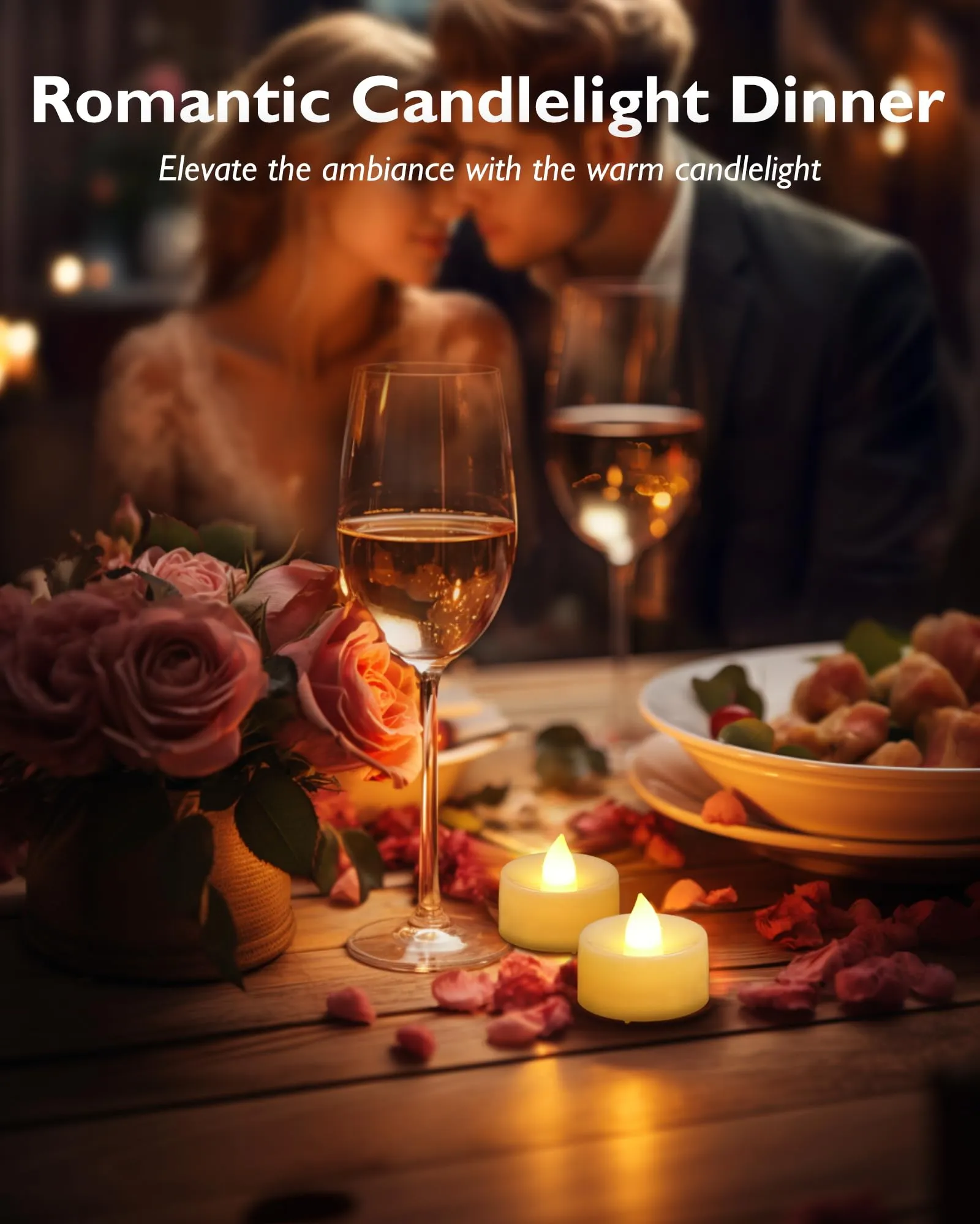 Homemory 24 Pack Warm White Battery Led Tea Lights, Flameless Flickering Tealight Candle, Dia 1.4Â?? Electric Fake Candle For Votive, Wedding, Party, Table, Dining Room, Gift