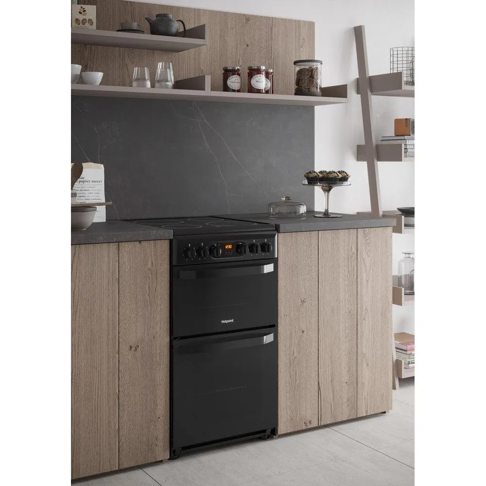 Hotpoint 50cm Freestanding Ceramic Electric Cooker - Black | HD5V93CCB