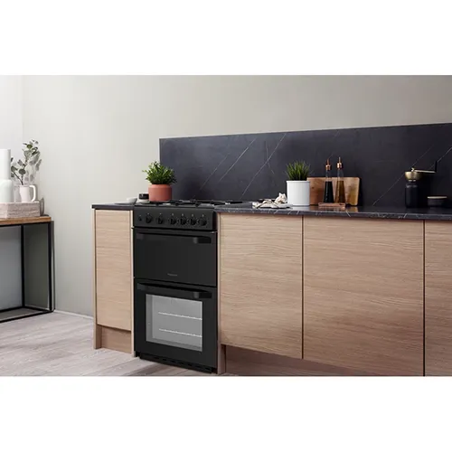 Hotpoint 50CM Freestanding Gas Double Cooker - Black | HD5G00KCB/UK