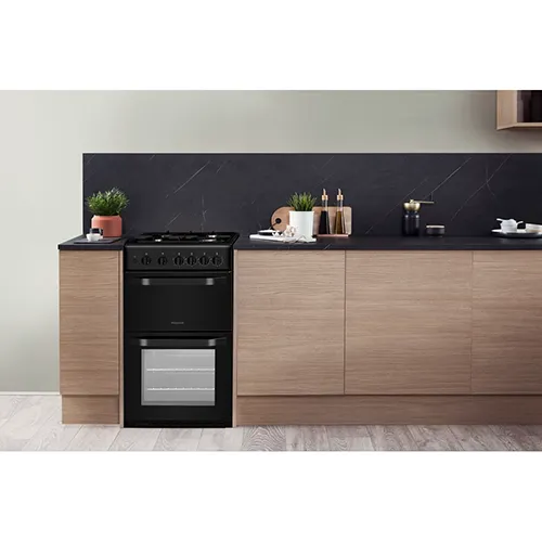 Hotpoint 50CM Freestanding Gas Double Cooker - Black | HD5G00KCB/UK