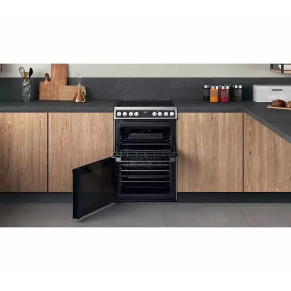 Hotpoint 60cm Freestanding Electric Double Cooker - Inox | HDM67V8D2CX
