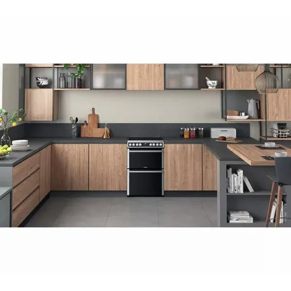 Hotpoint 60cm Freestanding Electric Double Cooker - Inox | HDM67V8D2CX