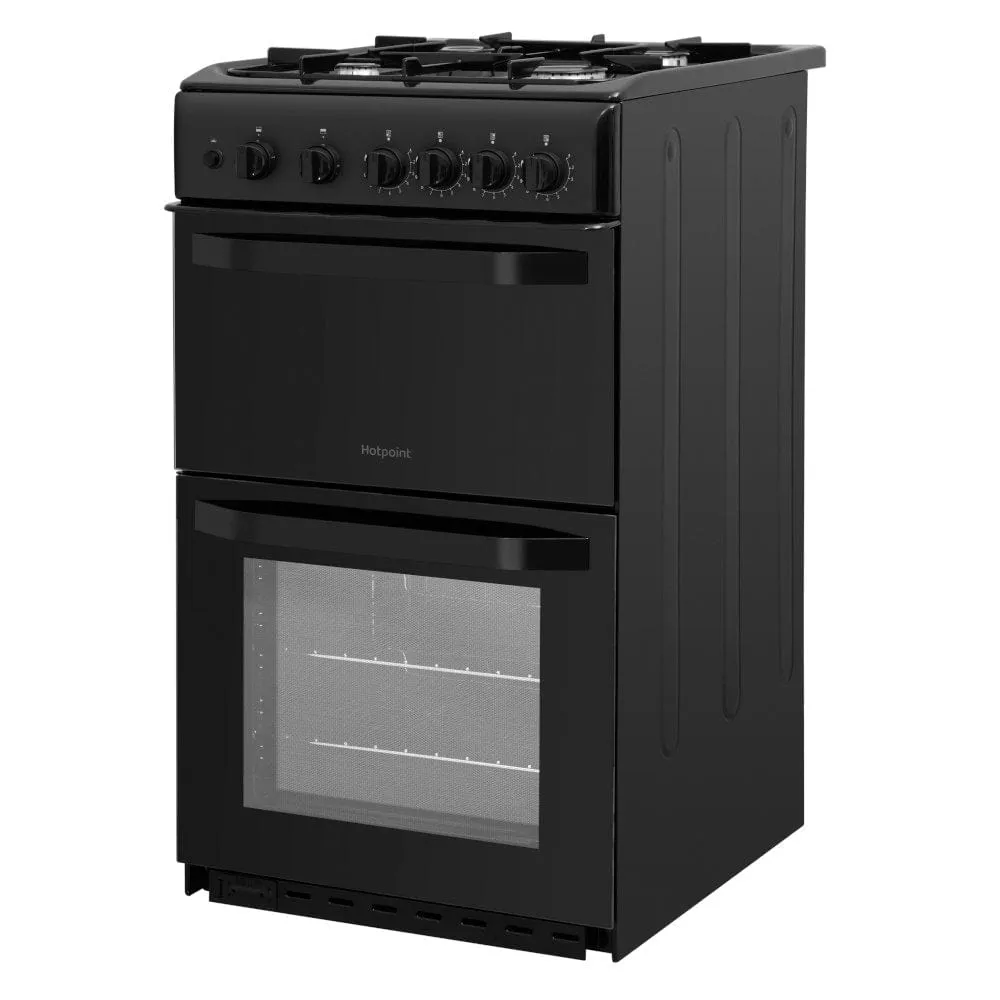 Hotpoint HD5G00KCB 50cm Twin Cavity Gas Cooker - Black