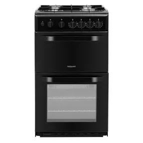 Hotpoint HD5G00KCB 50cm Twin Cavity Gas Cooker - Black