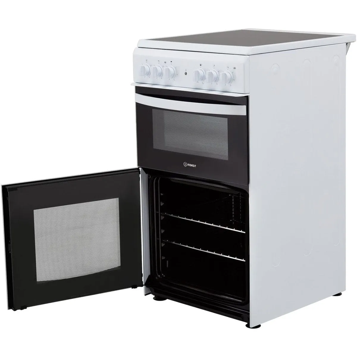 Indesit Cloe ID5V92KMW Twin Cavity Electric Cooker with Ceramic Hob - White - A Rated