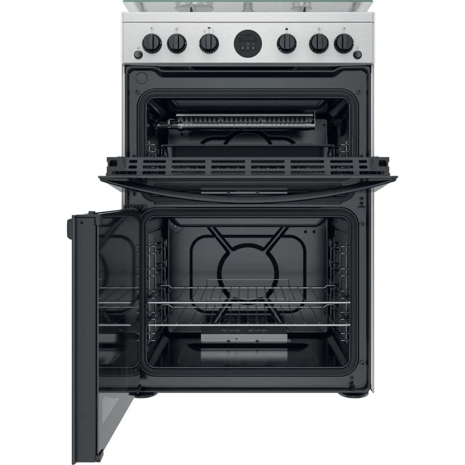 Indesit ID67G0MCXUK 60Cm Gas Cooker With Double Oven Inox