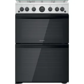Indesit ID67G0MCXUK 60Cm Gas Cooker With Double Oven Inox