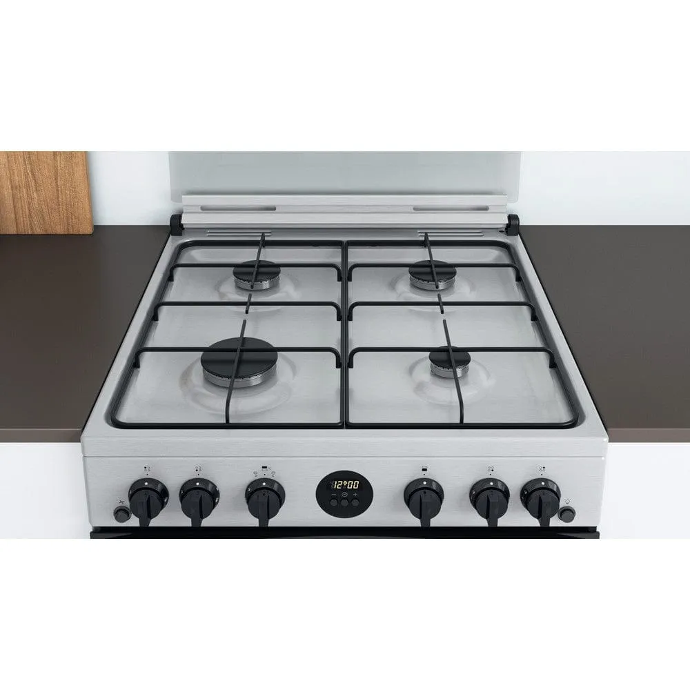 Indesit ID67G0MCXUK 60Cm Gas Cooker With Double Oven Inox