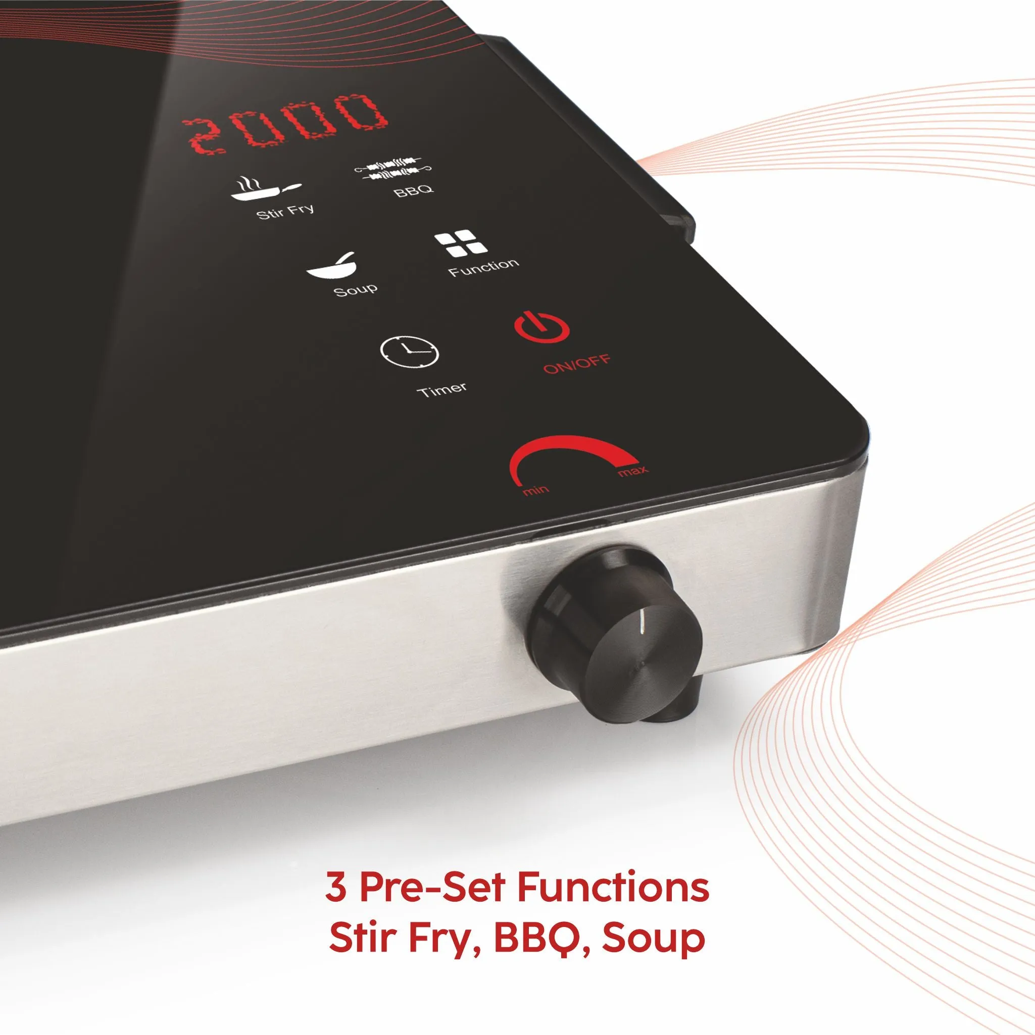 Infrared Stove with 3 Preset Cooking Functions 2000W- SA3074IR