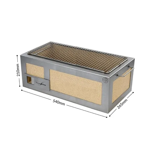 Kasai Medium Long Konro Hibachi Grill with Stainless Steel Frame For 4 - 8 People - HW415