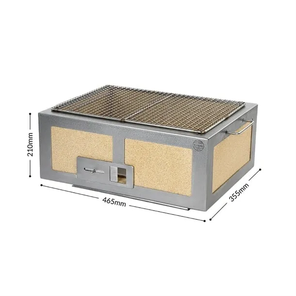 Kasai Medium Wide Konro Hibachi Grill with Stainless Steel Frame For 4 - 8 People - HW414
