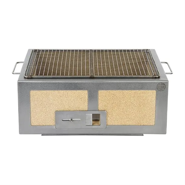 Kasai Medium Wide Konro Hibachi Grill with Stainless Steel Frame For 4 - 8 People - HW414