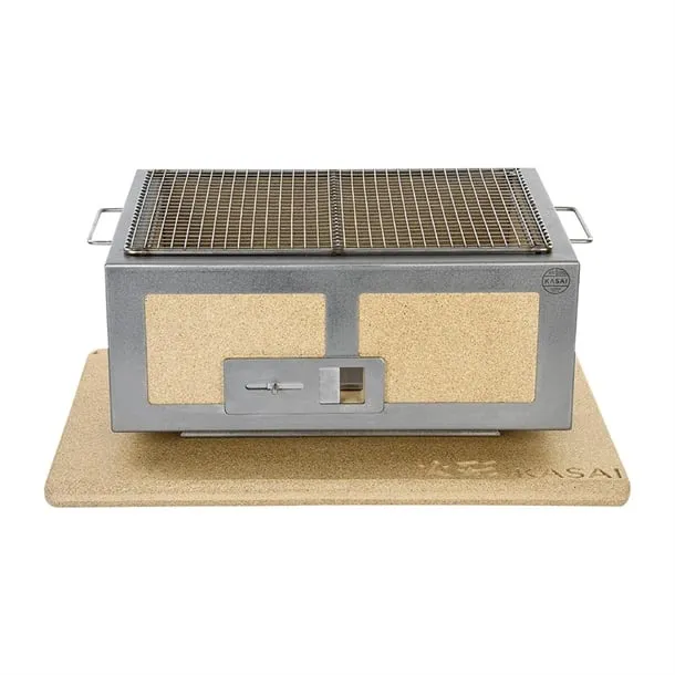 Kasai Medium Wide Konro Hibachi Grill with Stainless Steel Frame For 4 - 8 People - HW414