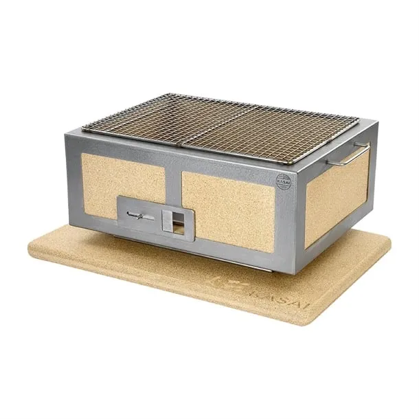 Kasai Medium Wide Konro Hibachi Grill with Stainless Steel Frame For 4 - 8 People - HW414