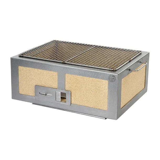 Kasai Medium Wide Konro Hibachi Grill with Stainless Steel Frame For 4 - 8 People - HW414