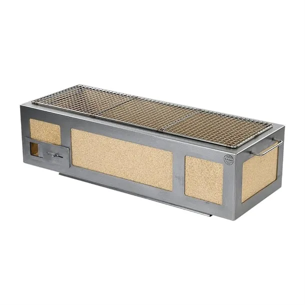 Kasai Medium Wide Konro Hibachi Grill with Stainless Steel Frame For 8 - 12 People - HW416