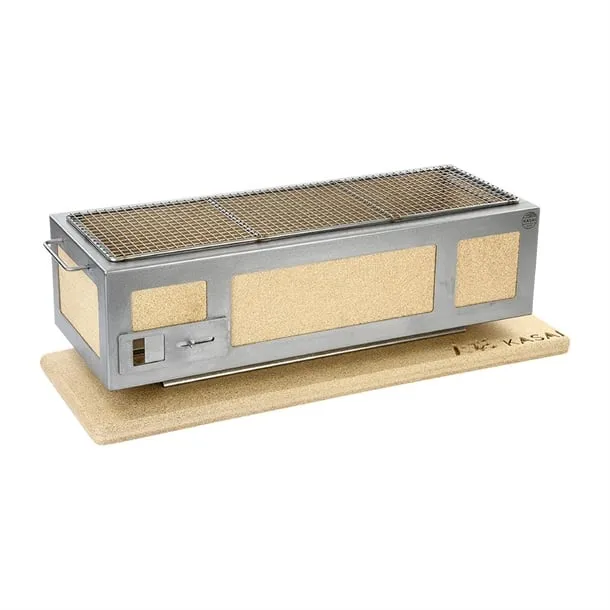 Kasai Medium Wide Konro Hibachi Grill with Stainless Steel Frame For 8 - 12 People - HW416