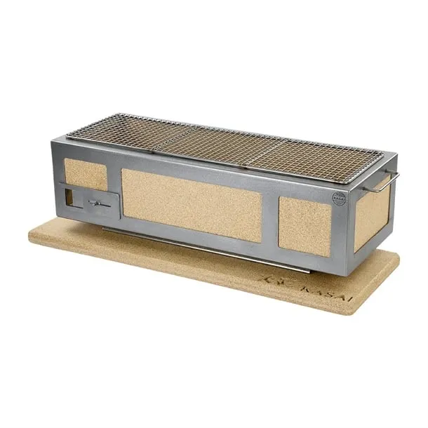 Kasai Medium Wide Konro Hibachi Grill with Stainless Steel Frame For 8 - 12 People - HW416