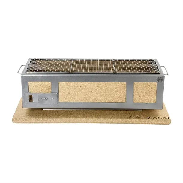 Kasai Medium Wide Konro Hibachi Grill with Stainless Steel Frame For 8 - 12 People - HW416