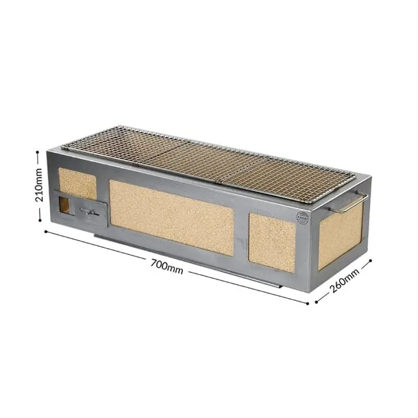 Kasai Medium Wide Konro Hibachi Grill with Stainless Steel Frame For 8 - 12 People - HW416