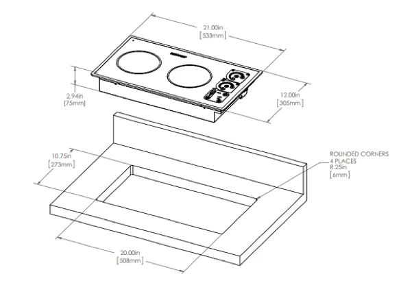 Kenyon Silken2 Cooktop Portrait- Touch Control (two 6 ½ inch) 240V - 2 Burner Hob