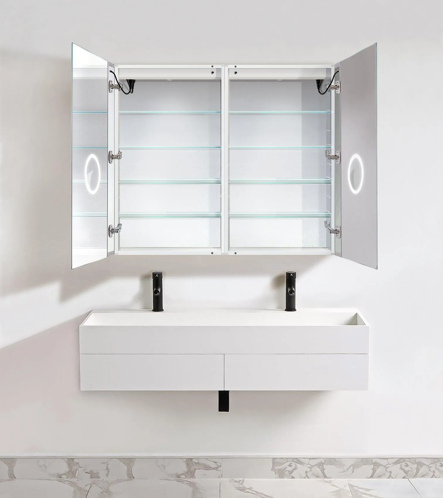 Krugg Svange 48″ X 42″ LED Medicine Cabinet w/Dimmer & Defogger
