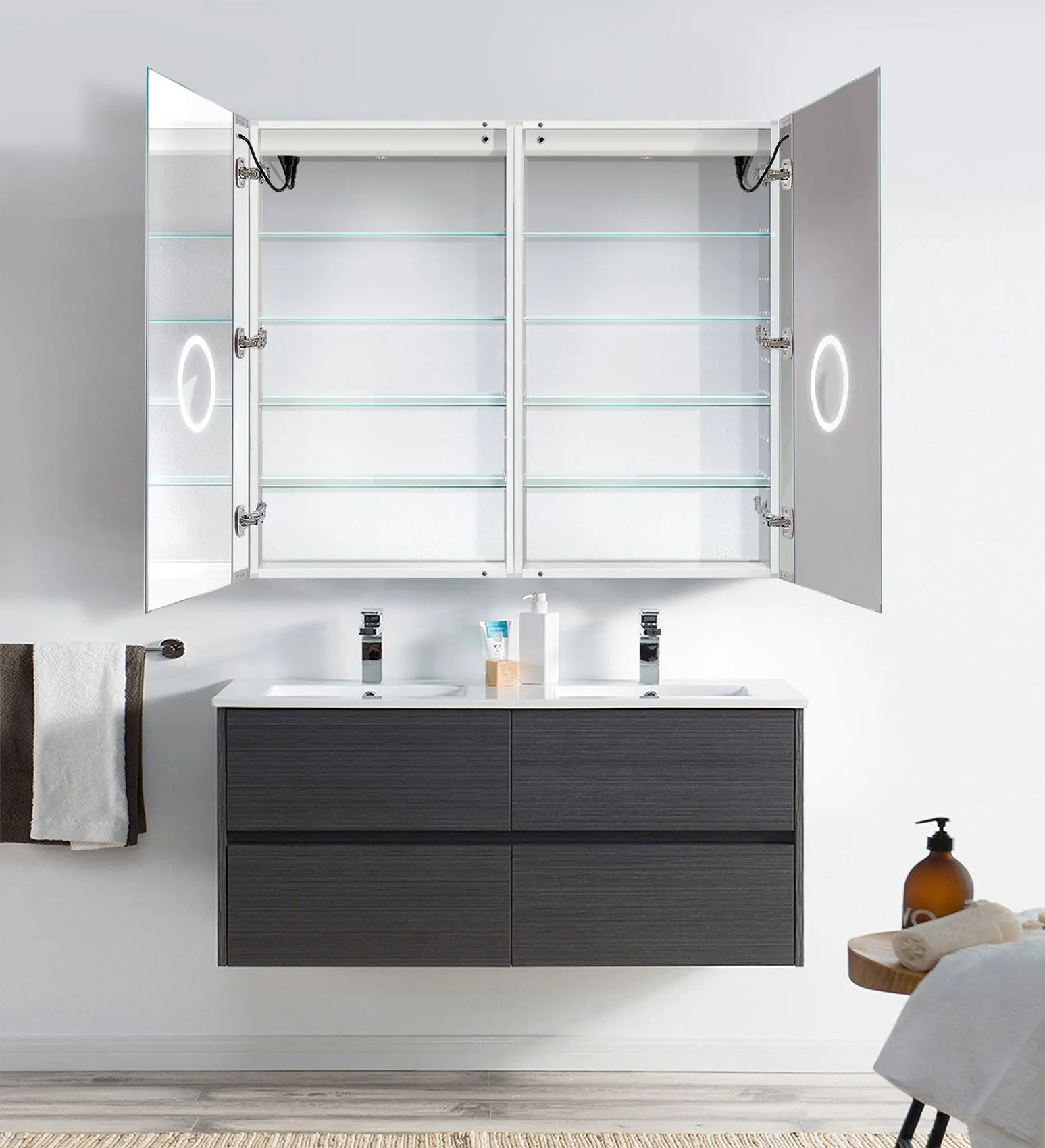 Krugg Svange 48″ X 42″ LED Medicine Cabinet w/Dimmer & Defogger