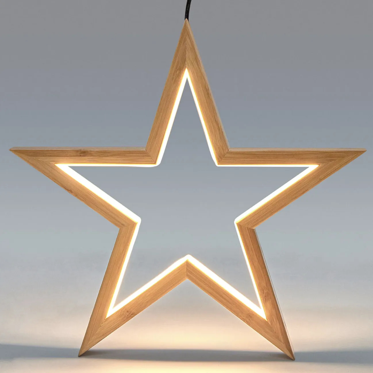 Large Bamboo Star Ceiling Light - LED Hanging Lamp - Natural Decor