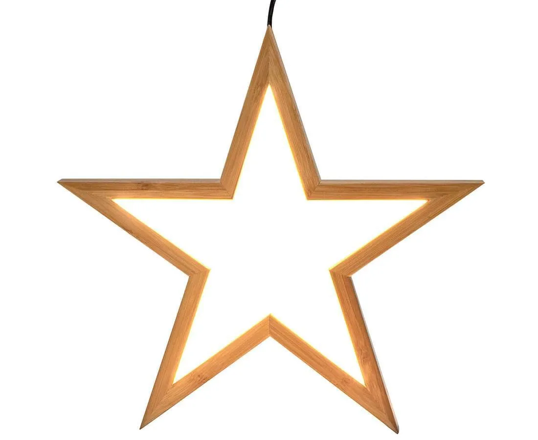 Large Bamboo Star Ceiling Light - LED Hanging Lamp - Natural Decor