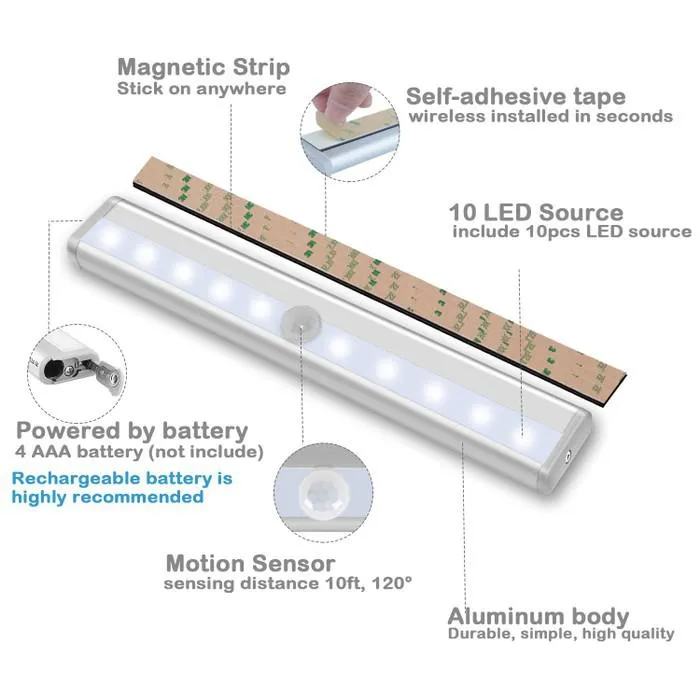 LED Motion Sensor Stick On Light Bars