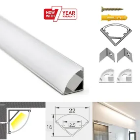 LED Strip Aluminium Corner Profile Milky Cover Cabinet LED Corner Profile 16x16mm