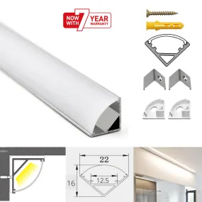 LED Strip Aluminium Corner Profile Milky Cover Cabinet LED Corner Profile 16x16mm