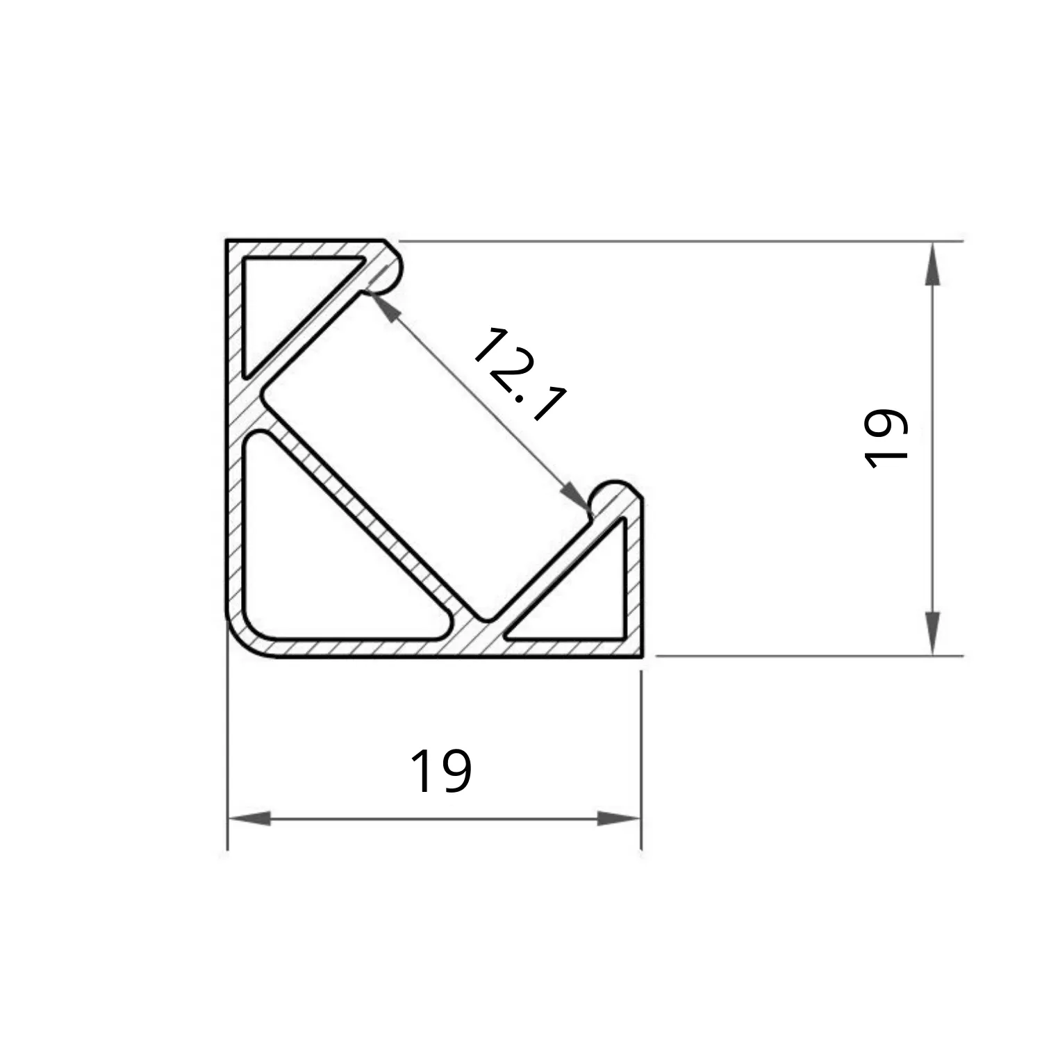 LED Strip Aluminium Corner Profile Milky Cover Cabinet LED Corner Profile 19x19mm