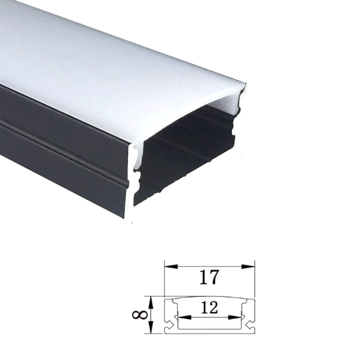 LED Strip Aluminium Profile Channel Milky Cover Cabinet Aluminium Black