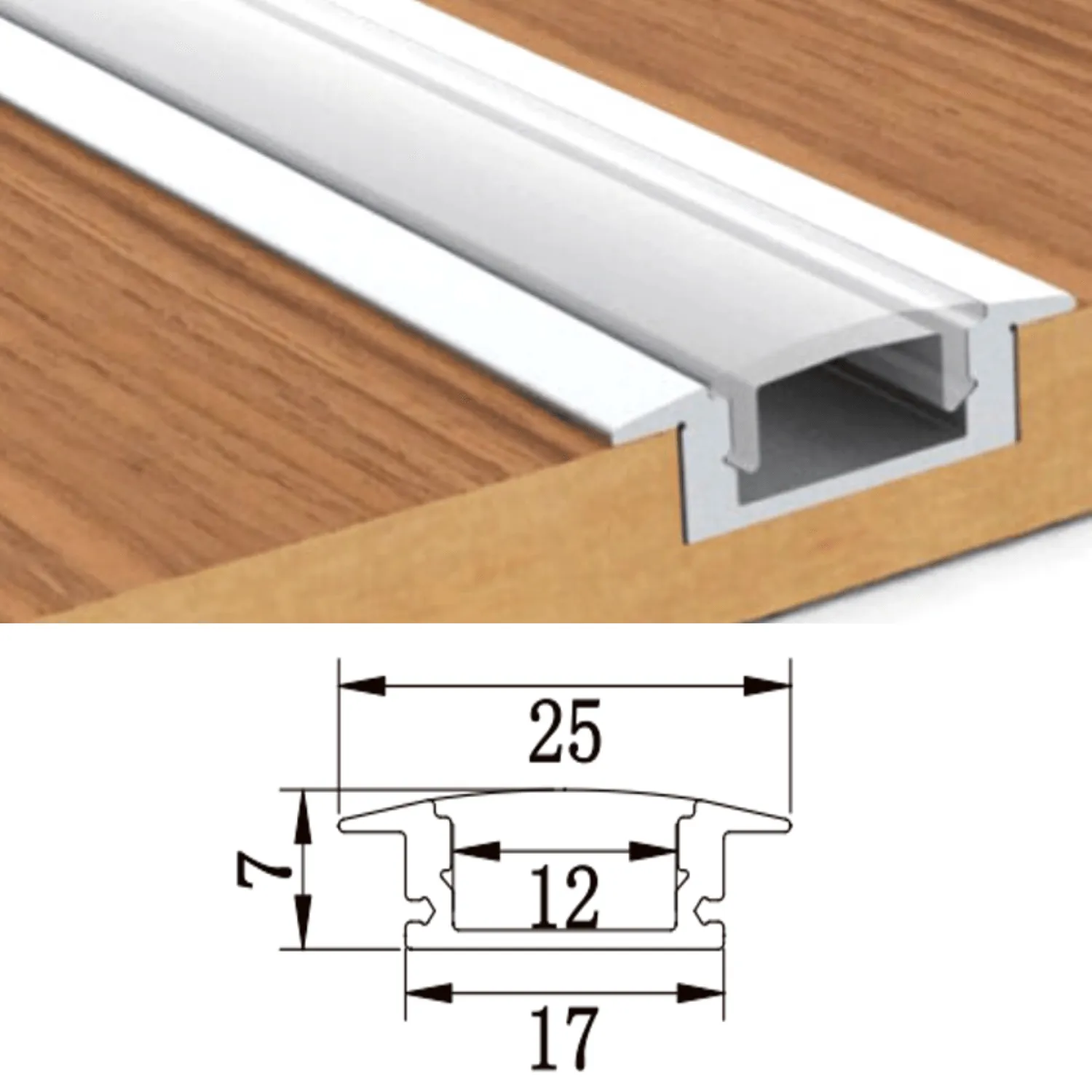 LED Strip Light Aluminium Recessed Profile Milky Cover Cabinet LED Channel