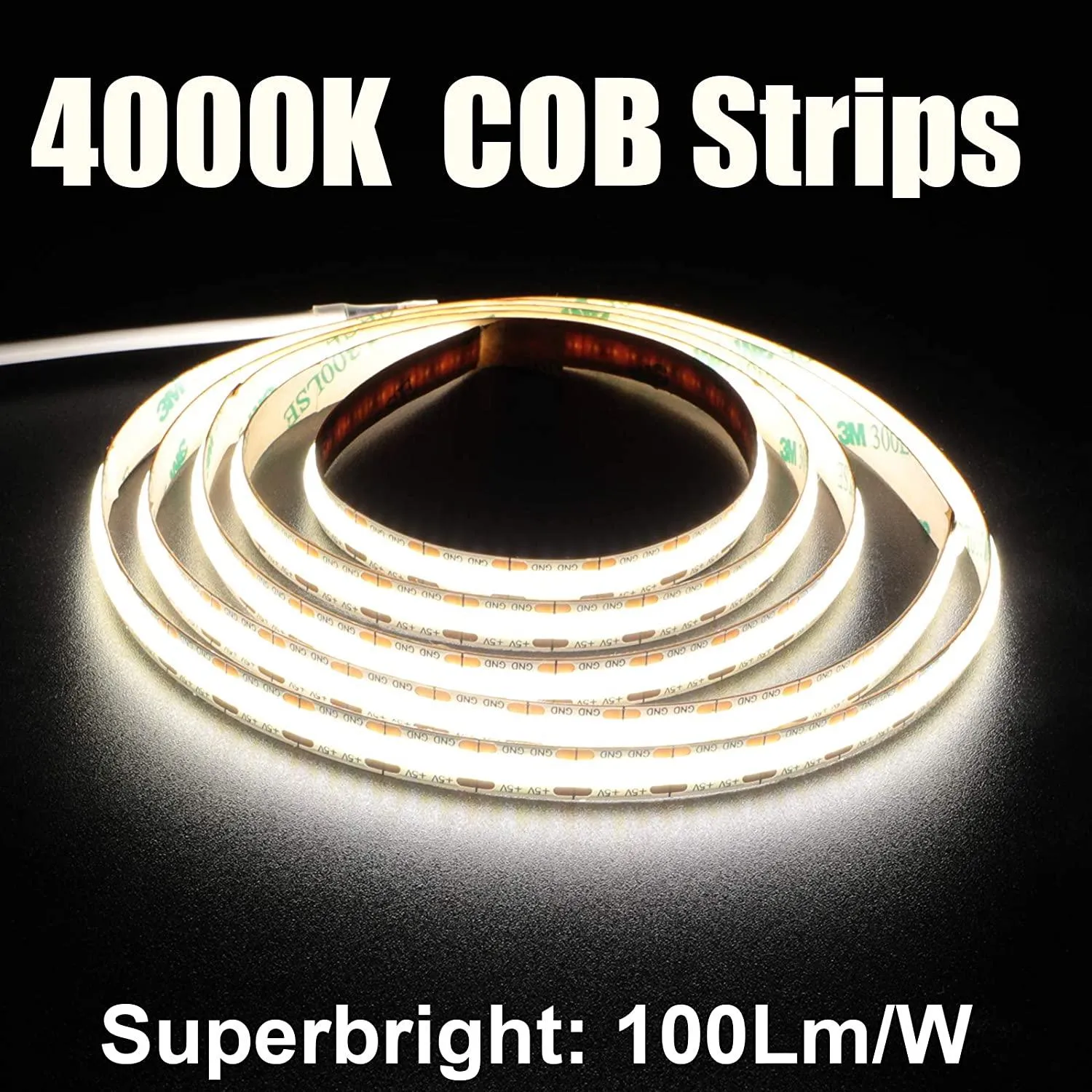LED Strip Lights USB Powered, 1.5m/4.9ft COB LED Strip Light 1200lm