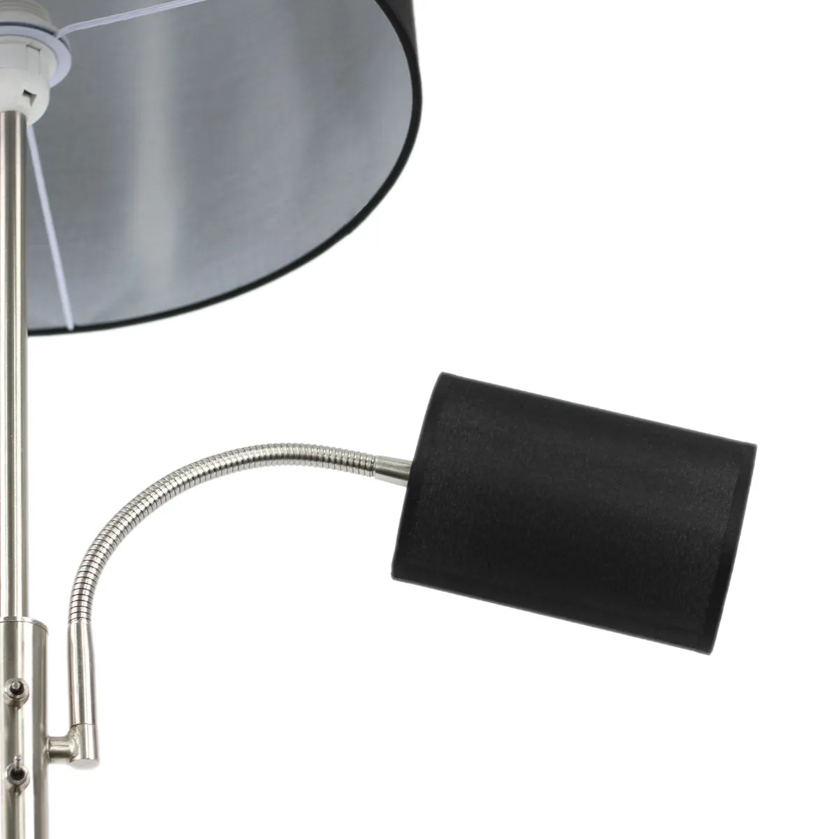 Lily Mother and Child Floor Lamp - Black and White Fabric Shade, 1700mm High, PL0255
