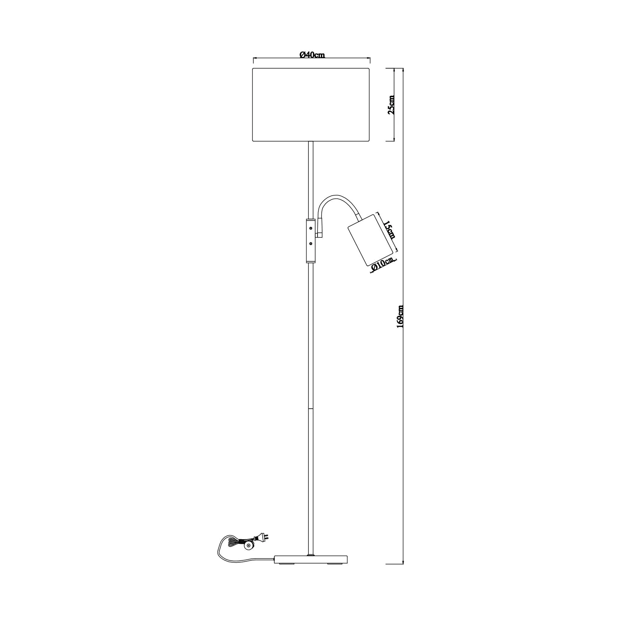 Lily Mother and Child Floor Lamp - Black and White Fabric Shade, 1700mm High, PL0255
