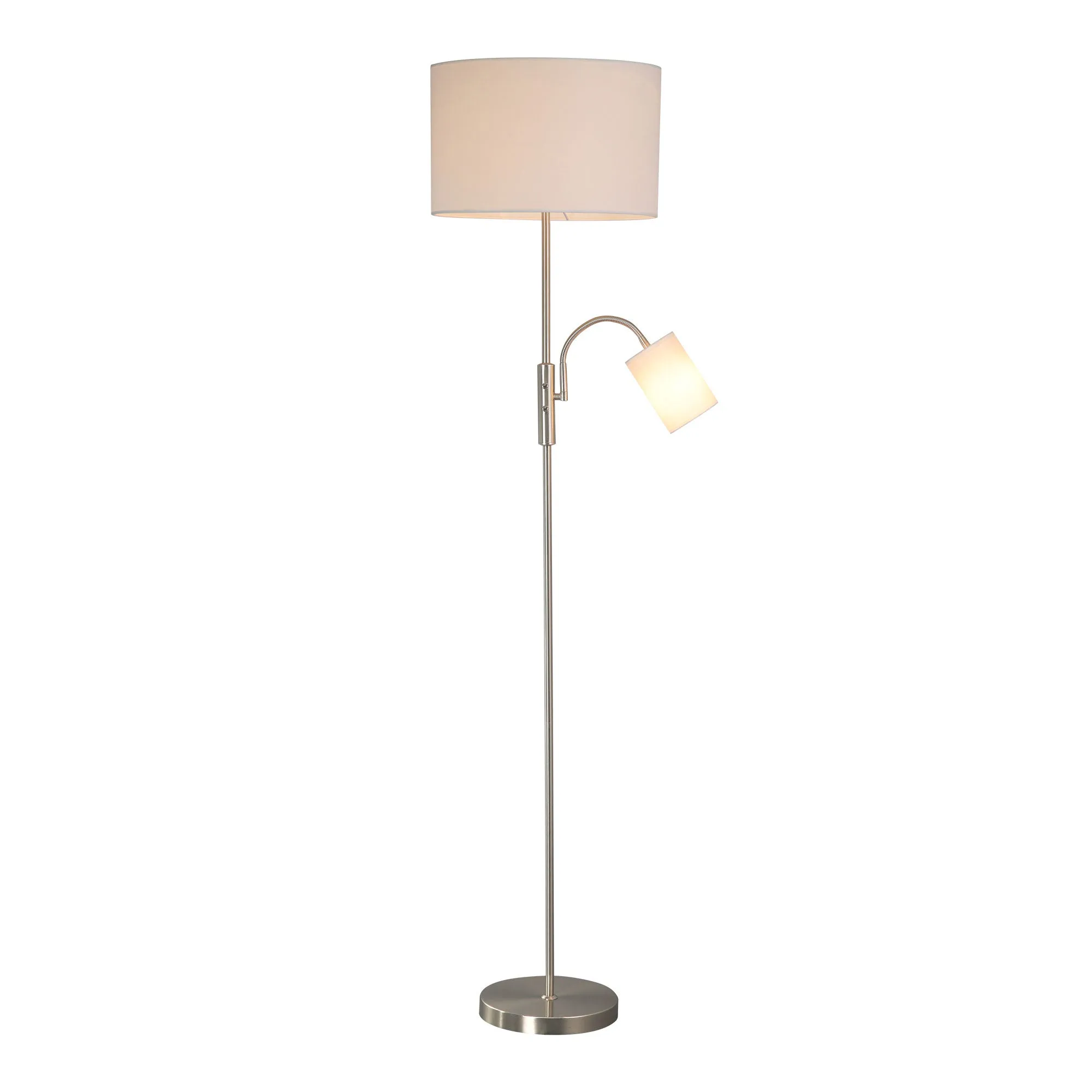 Lily Mother and Child Floor Lamp - Black and White Fabric Shade, 1700mm High, PL0255