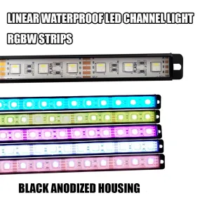 Linear Waterproof LED Channel Light - Black Housing - RGBW