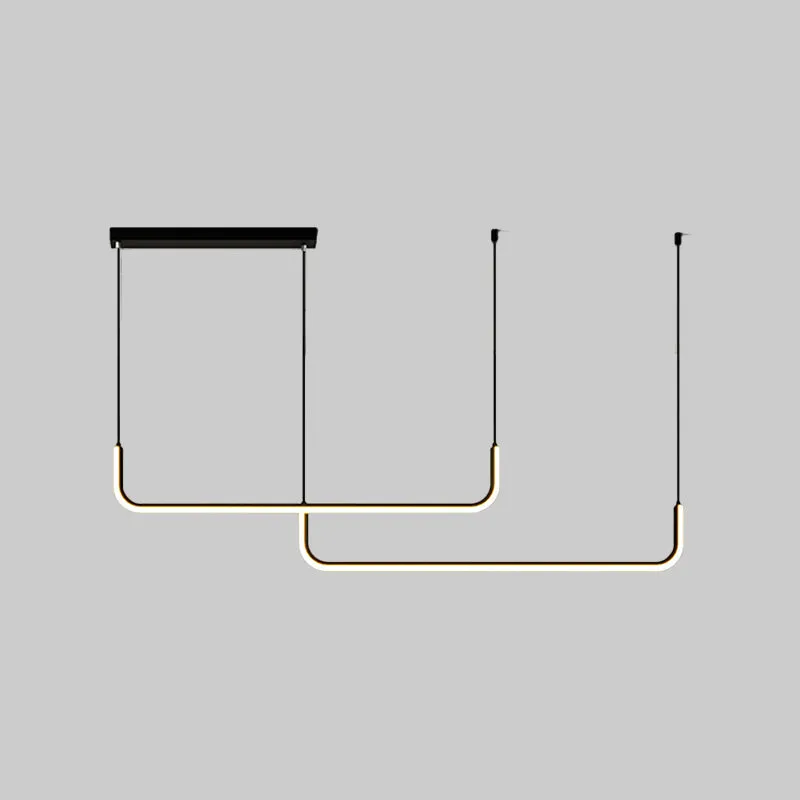 Lyla - Black/Gold Linear Pendant: Simple LED Multi Ceiling Light