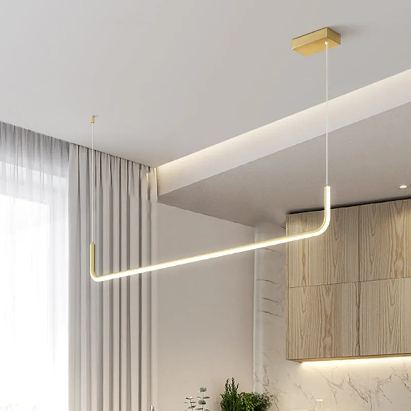 Lyla - Black/Gold Linear Pendant: Simple LED Multi Ceiling Light