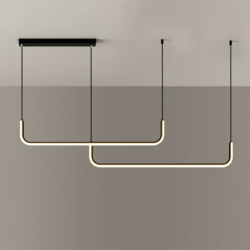 Lyla - Black/Gold Linear Pendant: Simple LED Multi Ceiling Light