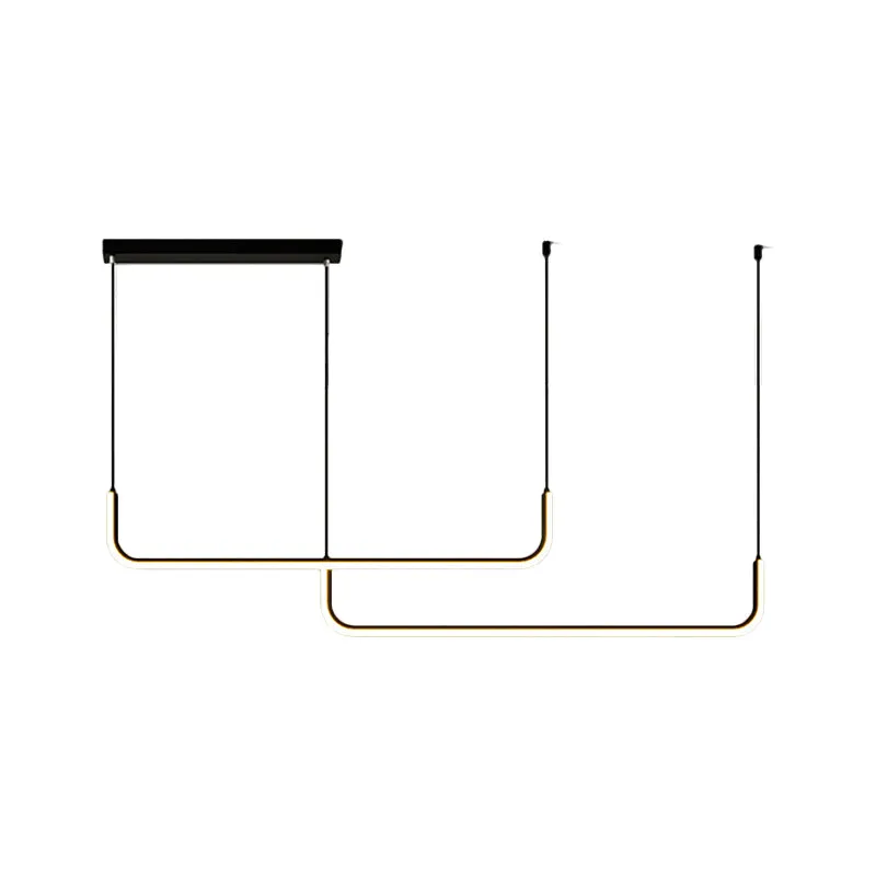 Lyla - Black/Gold Linear Pendant: Simple LED Multi Ceiling Light