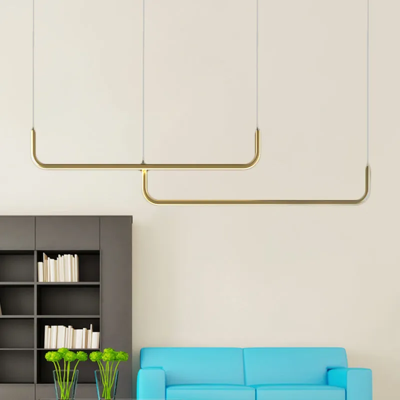 Lyla - Black/Gold Linear Pendant: Simple LED Multi Ceiling Light