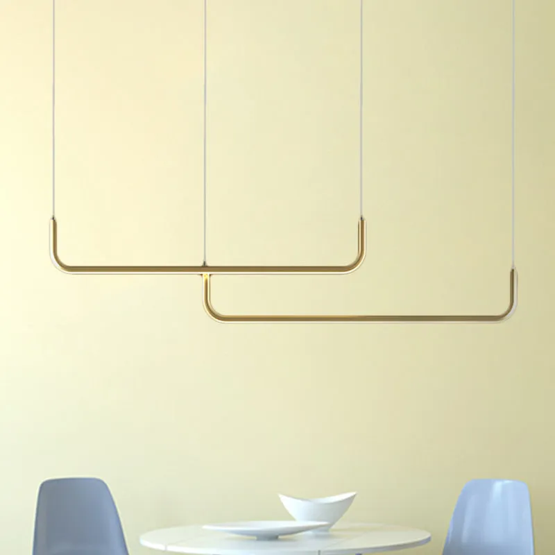 Lyla - Black/Gold Linear Pendant: Simple LED Multi Ceiling Light