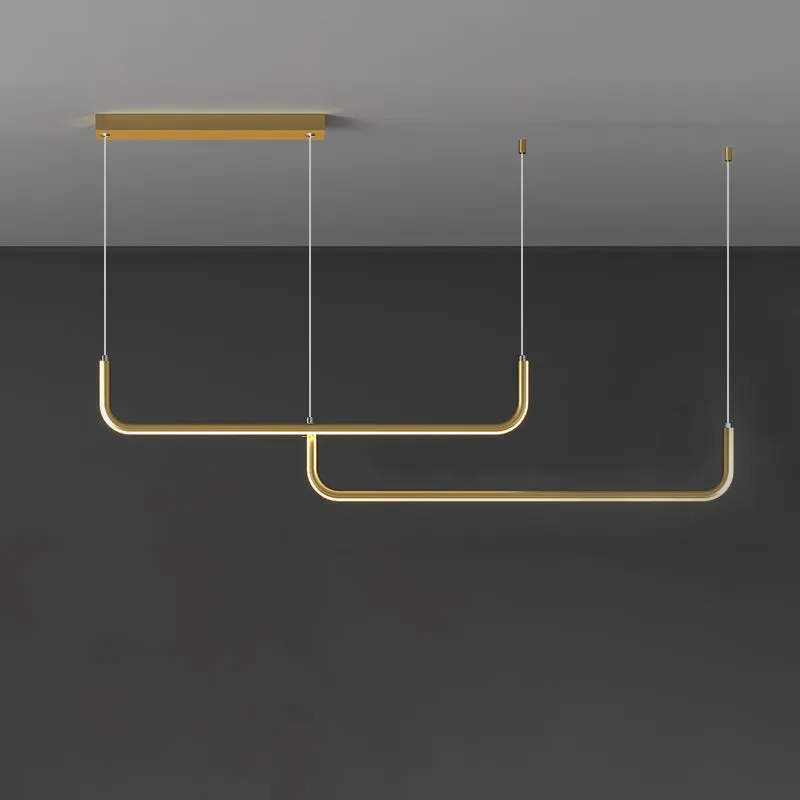 Lyla - Black/Gold Linear Pendant: Simple LED Multi Ceiling Light
