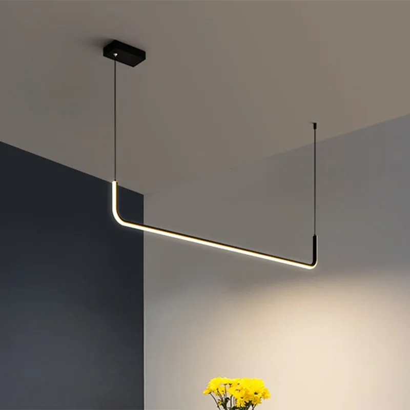 Lyla - Black/Gold Linear Pendant: Simple LED Multi Ceiling Light