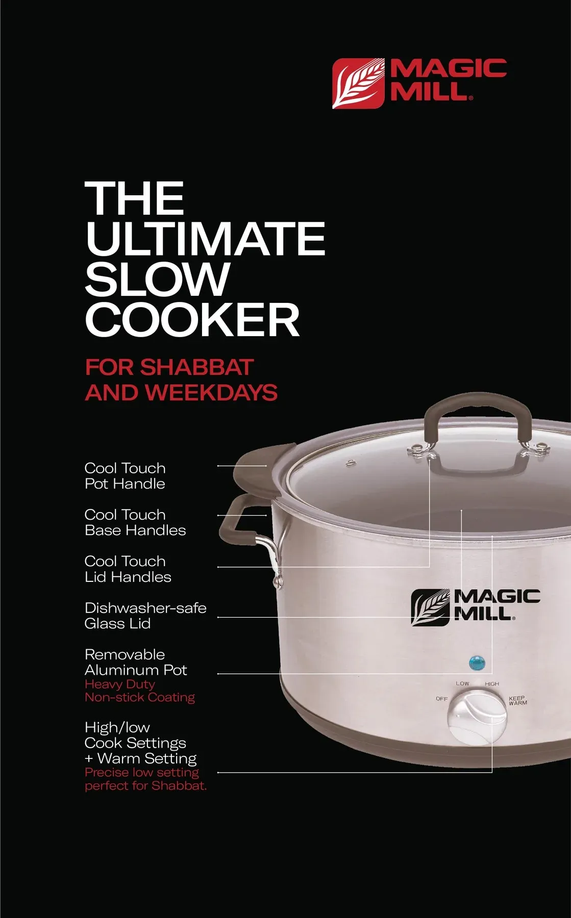 Magic Mill Grey Slow Cooker 10Qt 1pc
