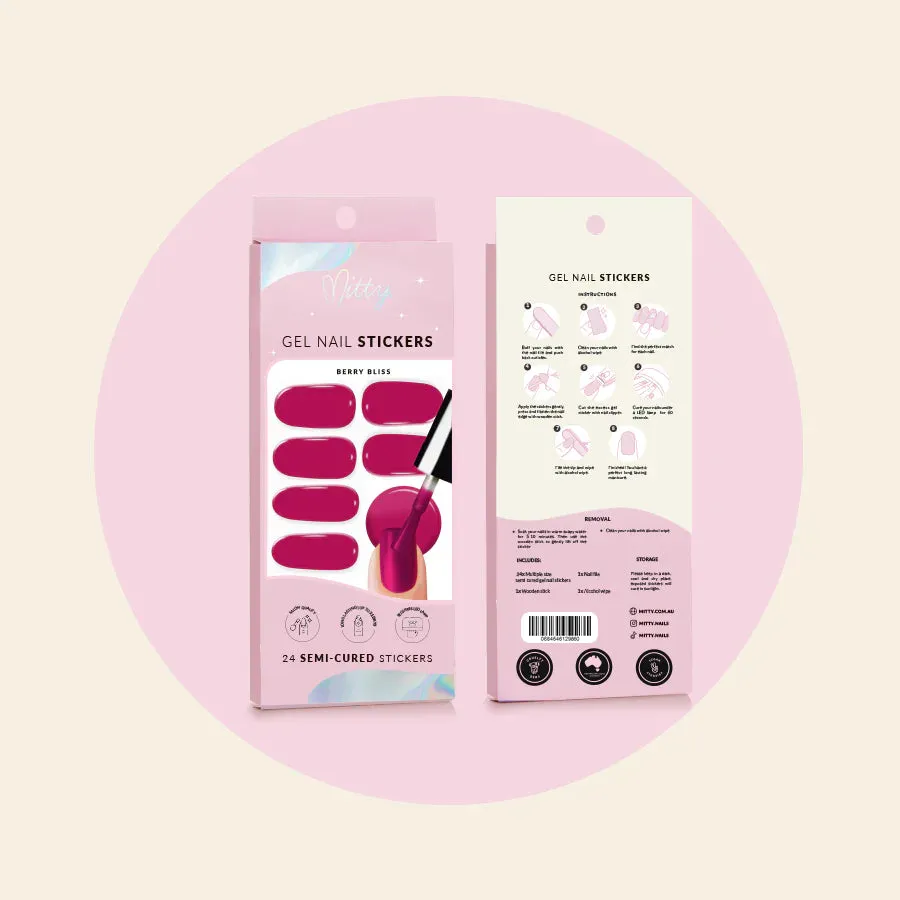 Mitty Semi-Cured Gel Nail Stickers - Berry Bliss
